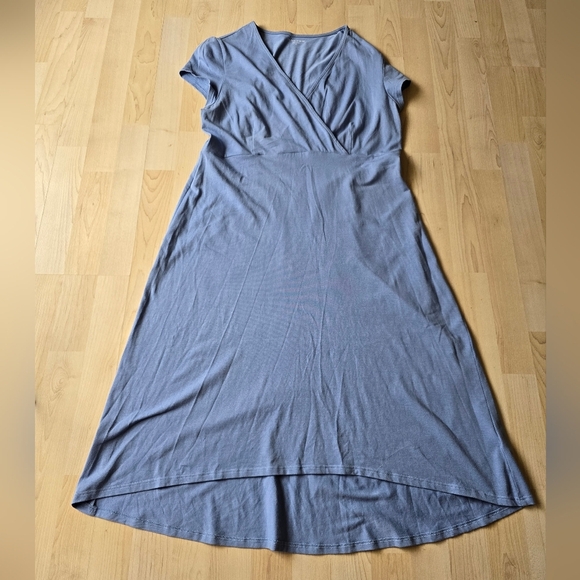 Eileen Fisher Cotton Jersey Stretch Empire Waist Hi Low Dress Size Medium - Picture 2 of 12